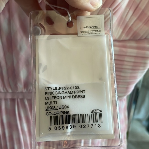 Self-Portrait pink gingham mini dress size 4 NWT - Picture 7 of 11